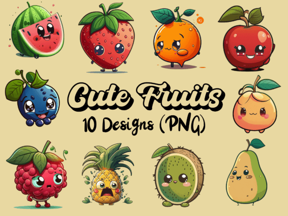 Download Sweet Faces: Cute Fruits Illustrations - Illustration Collection