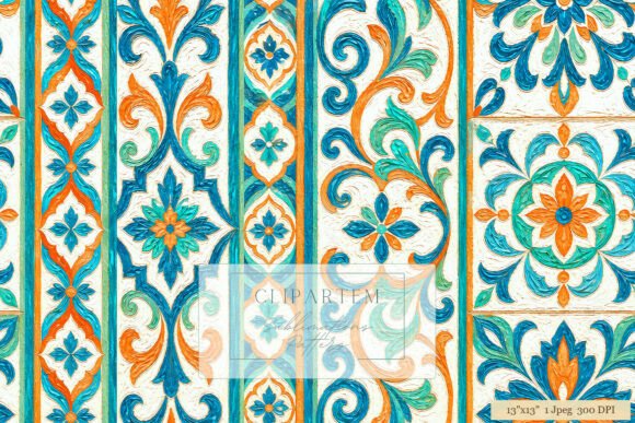 Download Moroccan Tile Damask Orange Teal - Mask Collection