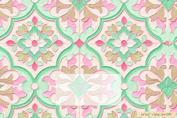 Download Mint Pink Damask Floral Tile Pattern - Mask Collection
