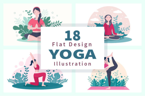 Download 18 Yoga or Meditation Flat Illustration - Illustration Collection