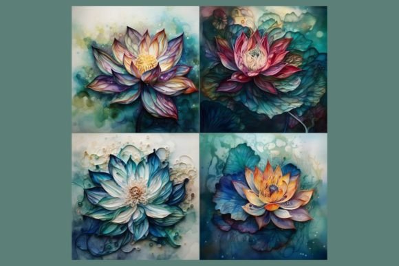 Download Lotus Blossom Watercolor Illustrations - Illustration Collection