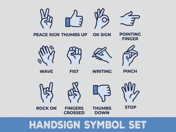 Download Minimalist Hand Signs Symbol Set SVG - Minimalist Collection