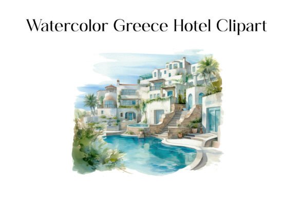Download Watercolor Greece Hotel Clipart - Premium Resources