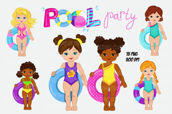 Download Rubber Ring Girl Clipart, Pool Party. - Rubber Collection
