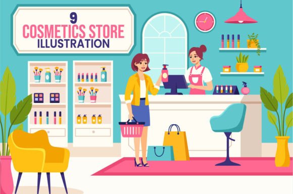 Download 9 Cosmetics Store Illustration - Illustration Collection